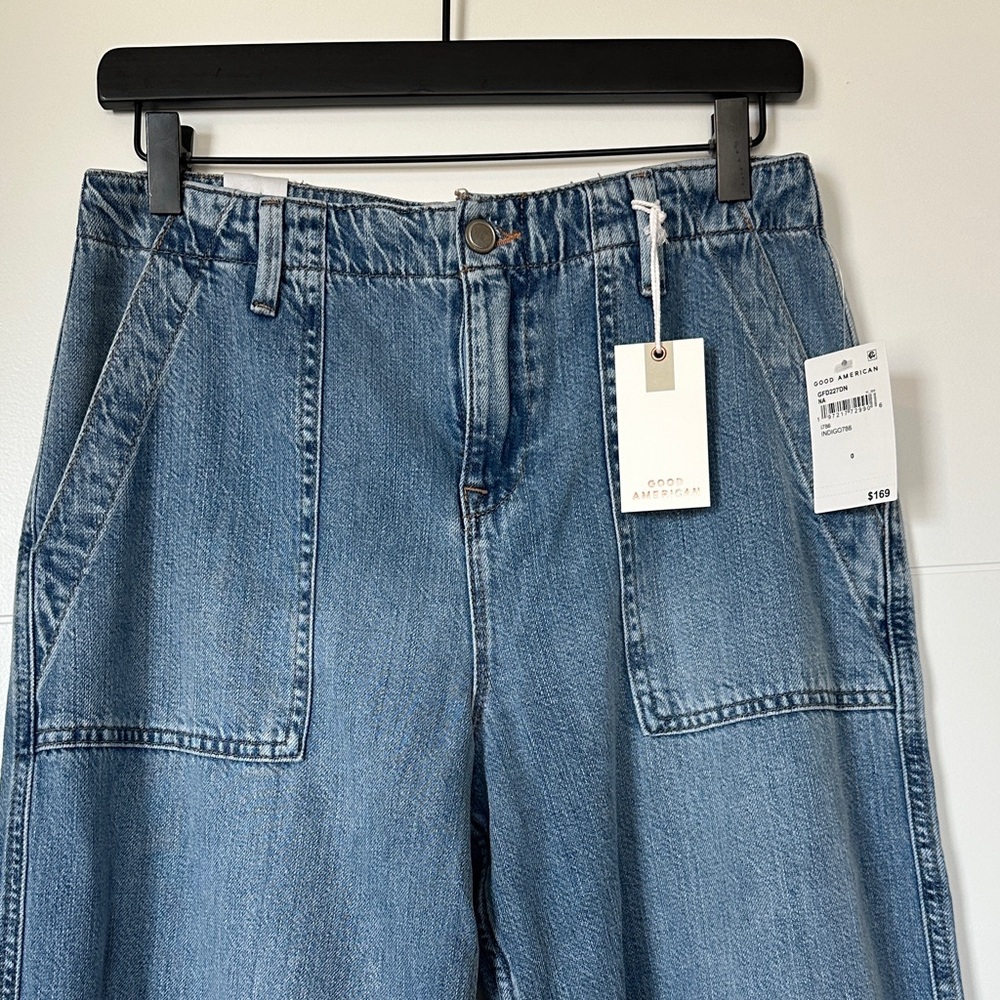 Good American Lite Linen Denim wide leg pants